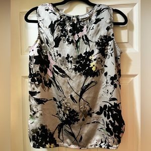 Liz Claiborne satin floral print professional top blouse